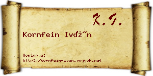Kornfein Iván névjegykártya